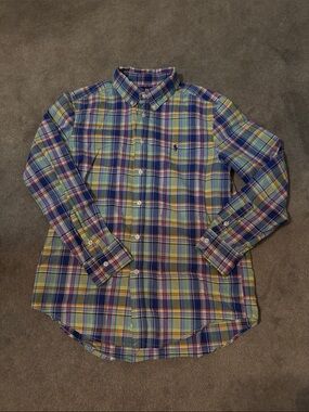 Boy’s Ralph Lauren Multicolor Plaid Button-Down Shirt - Blue, Green & Yellow